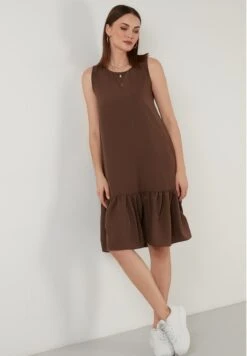 LELA Regular Fit- Jurk - Brown -Lela 1268820f5cd04242a402c563845a1669