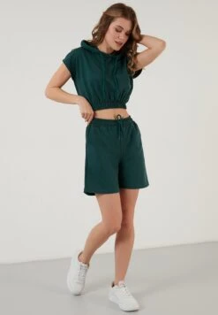 LELA Two Piece Set - Regular Fit - Shorts - Dark Green Melange -Lela 139bc29e439347ffaf3b3875fbfdc217