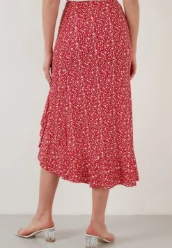 LELA Midi - A-Lijn Rok - Red -Lela 1dc30495bda847528f7899749d426dde