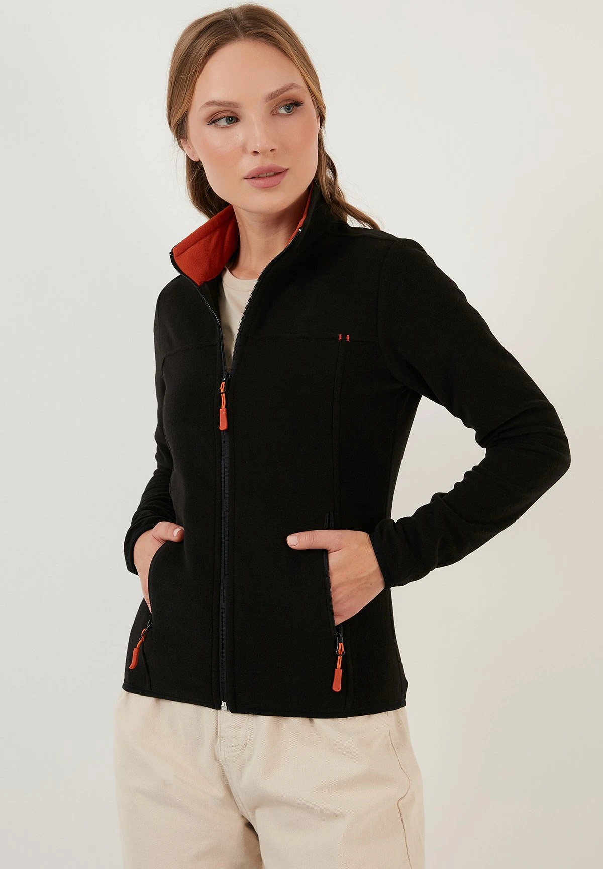 LELA High Collar Zipper- Fleecejas - Black 3 LELA High Collar Zipper- Fleecejas - Black