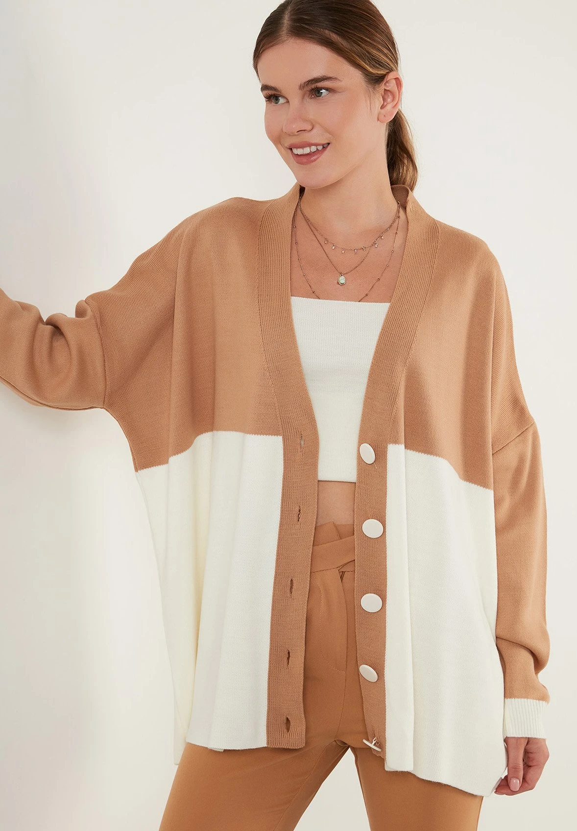 LELA Vest - Ecru Camel 7 LELA Vest - Ecru Camel - Afbeelding 5