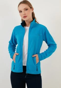 LELA High Collar Zipper- Fleecejas - Turquoise -Lela 2e57a53c66154b80b31ef6b20656c198