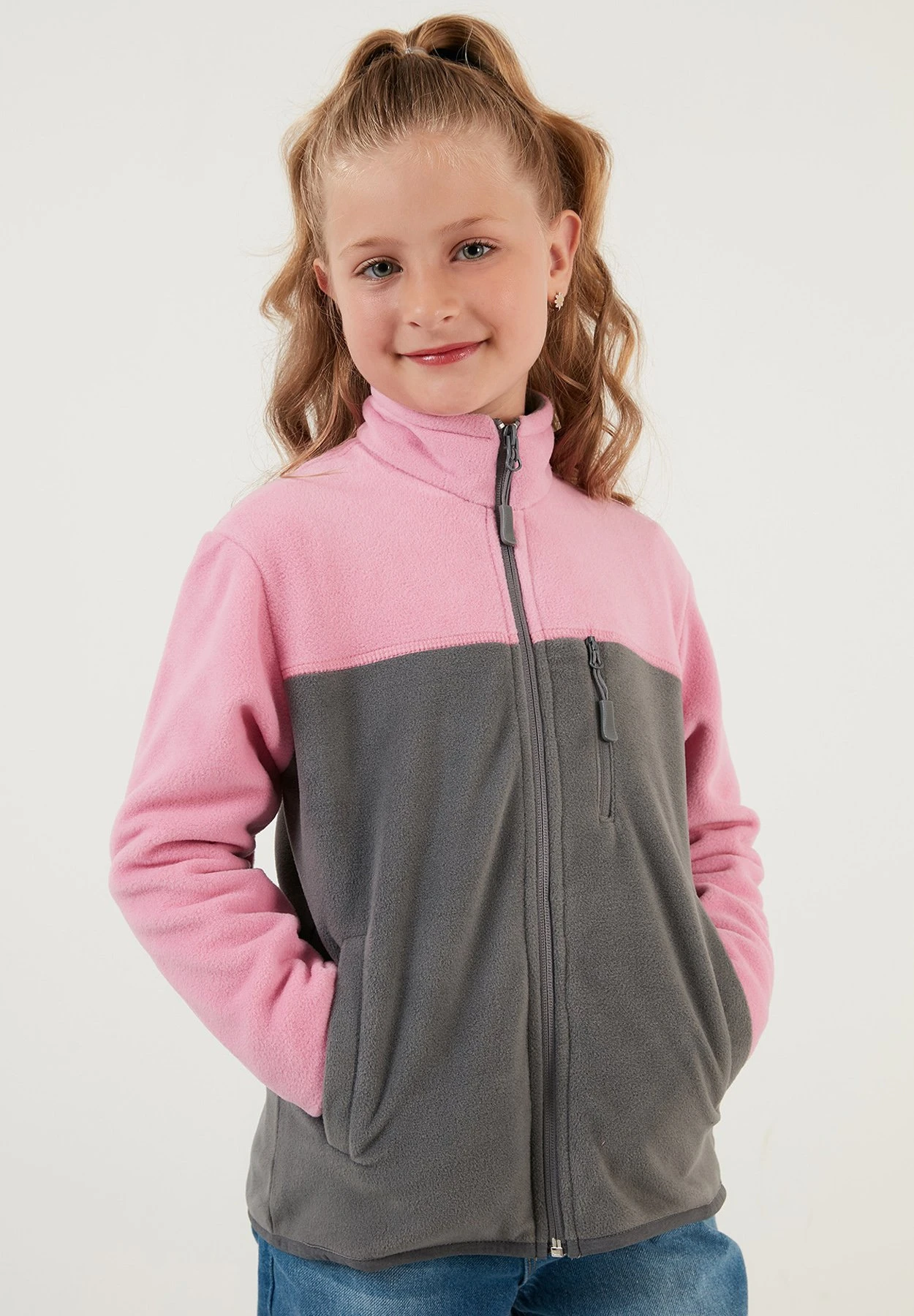 LELA Regular Fit - Sweater Met Rits - Pink Grey 5 LELA Regular Fit - Sweater Met Rits - Pink Grey - Afbeelding 3