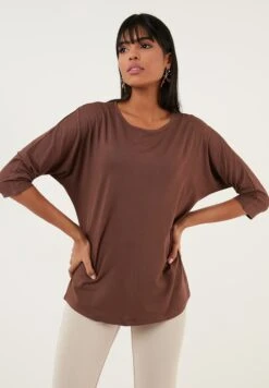 LELA Crew Neck- Longsleeve - Brown -Lela 4163c25174d1437090f38cb3cb8c7218