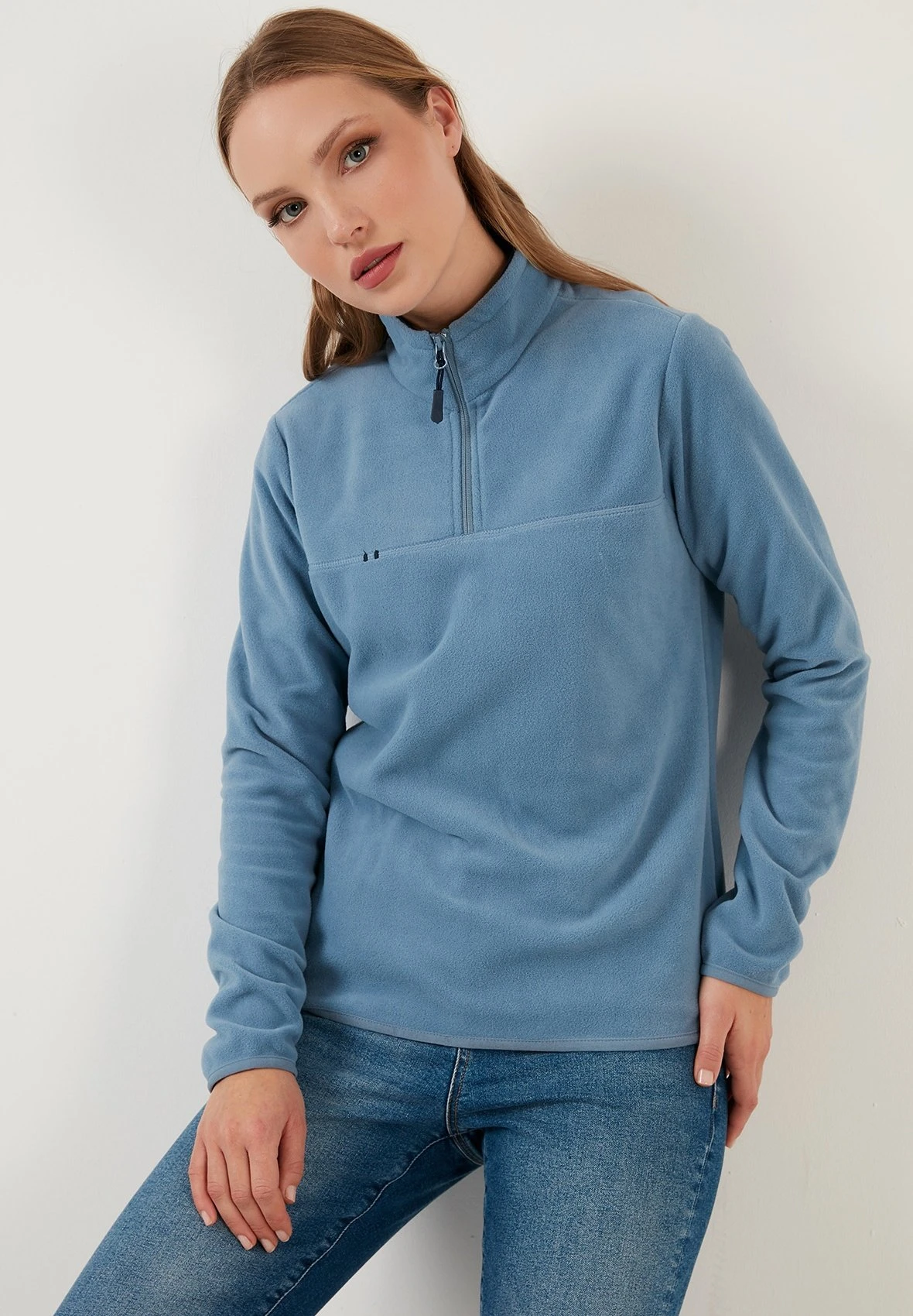 LELA Slim Fit - Fleece Trui - Light Blue 6 LELA Slim Fit - Fleece Trui - Light Blue - Afbeelding 4