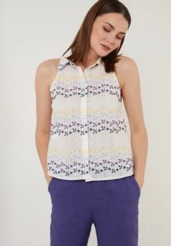 LELA Regular Fit - Overhemdblouse - White Purple -Lela 5d75596660294db88baa88b9c1df20c1