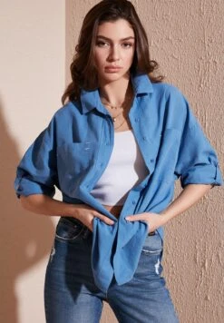 LELA Overhemdblouse - Indigo -Lela 63ca73207cf14f2685ddca2630f6c7b5