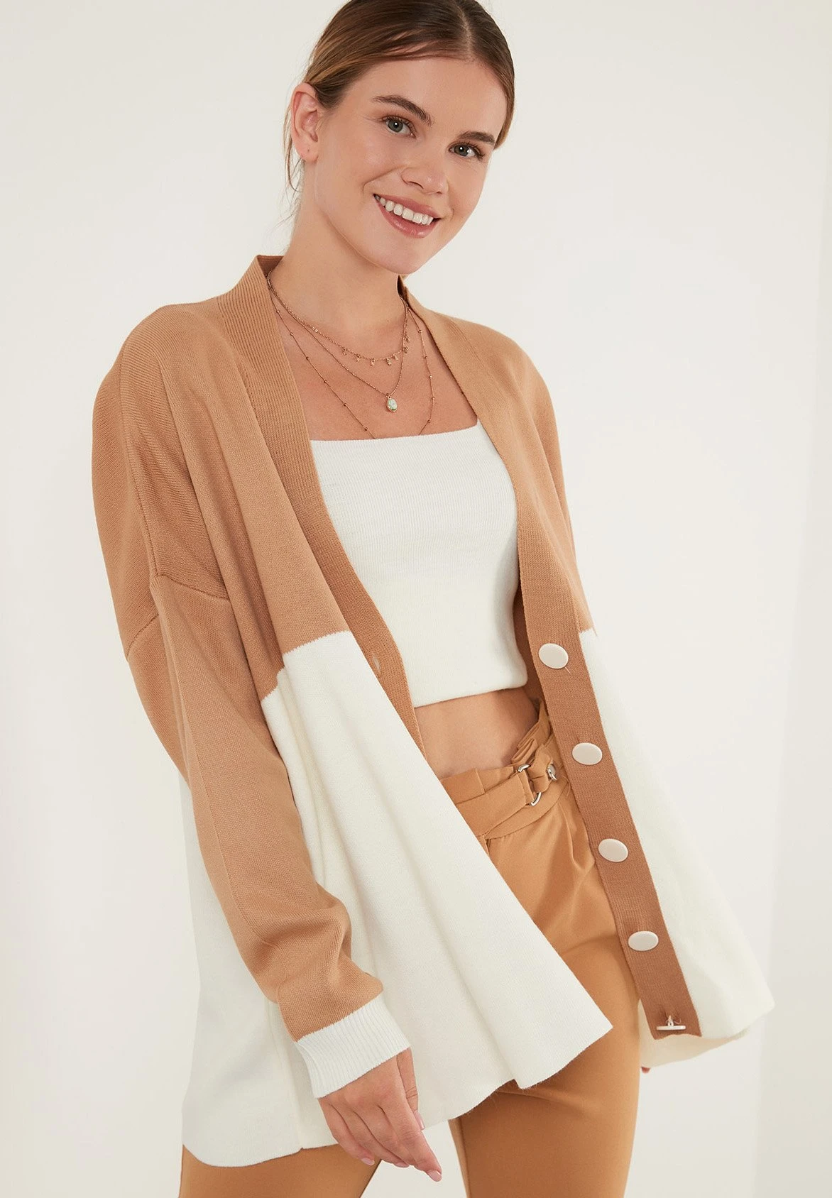 LELA Vest - Ecru Camel 6 LELA Vest - Ecru Camel - Afbeelding 4