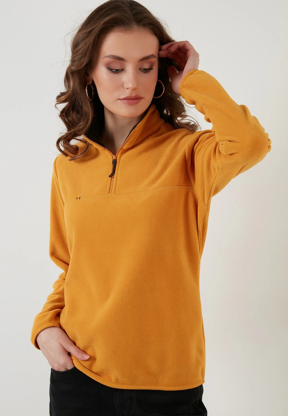 LELA Slim Fit - Fleece Trui - Mustard Color 6 LELA Slim Fit - Fleece Trui - Mustard Color - Afbeelding 4