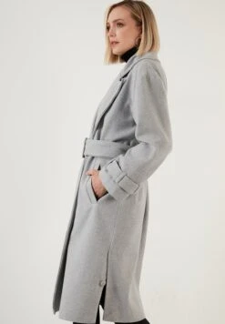 LELA Regular Fit - Trenchcoat - Grey Melange -Lela 6c176b653afc4750bedd92bf9085b549