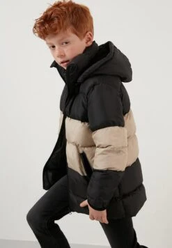 LELA Removable Hooded Inflatable - Winterjas - Black-Stone Color-Black -Lela 6c3eeb30b6504a108f7c86e6fc146621