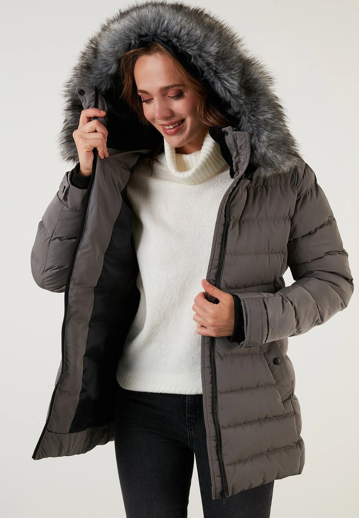 LELA Regular Fit - Winterjas - Grey 5 LELA Regular Fit - Winterjas - Grey - Afbeelding 3