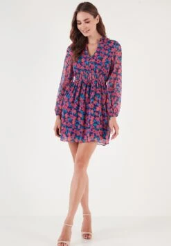 LELA Regular Fit - Jurk - Fuchsia Dark Blue -Lela 714d7c0533ac4b9bac414c5e19ffe074