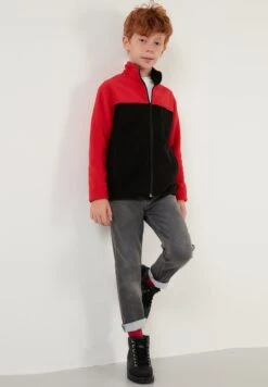 LELA Regular Fit - Sweater Met Rits - Red Black -Lela 7173dbdc9230421a98f3bf473cae1318