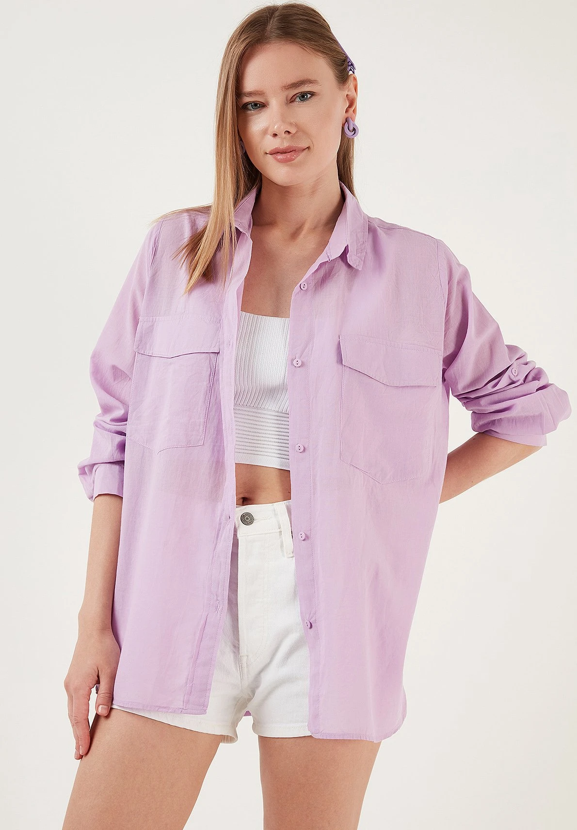 LELA Loose Fit - Overhemdblouse - Lilac 3 LELA Loose Fit - Overhemdblouse - Lilac