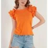 LELA T-Shirt Print - Orange Color -Lela 7b463770162942688ae0031b141b48ea