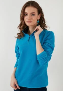 LELA Slim Fit - Fleece Trui - Turquoise -Lela 7d10aac04de1478ca83e44c6b4b4aa76