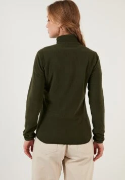 LELA High Collar Zipper- Fleecejas - Khaki -Lela 7e9f84d90a774b79bfa6ce9113516340