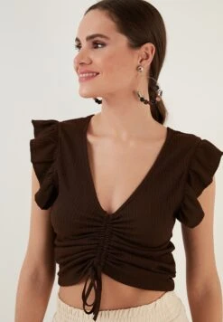 LELA Slim Fit - Blouse - Brown -Lela 82cc2d1f82214f3fb6af00dd4b0d834f