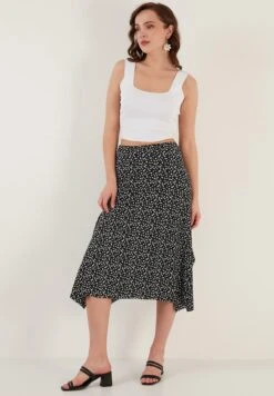 LELA Midi- A-Lijn Rok - Black