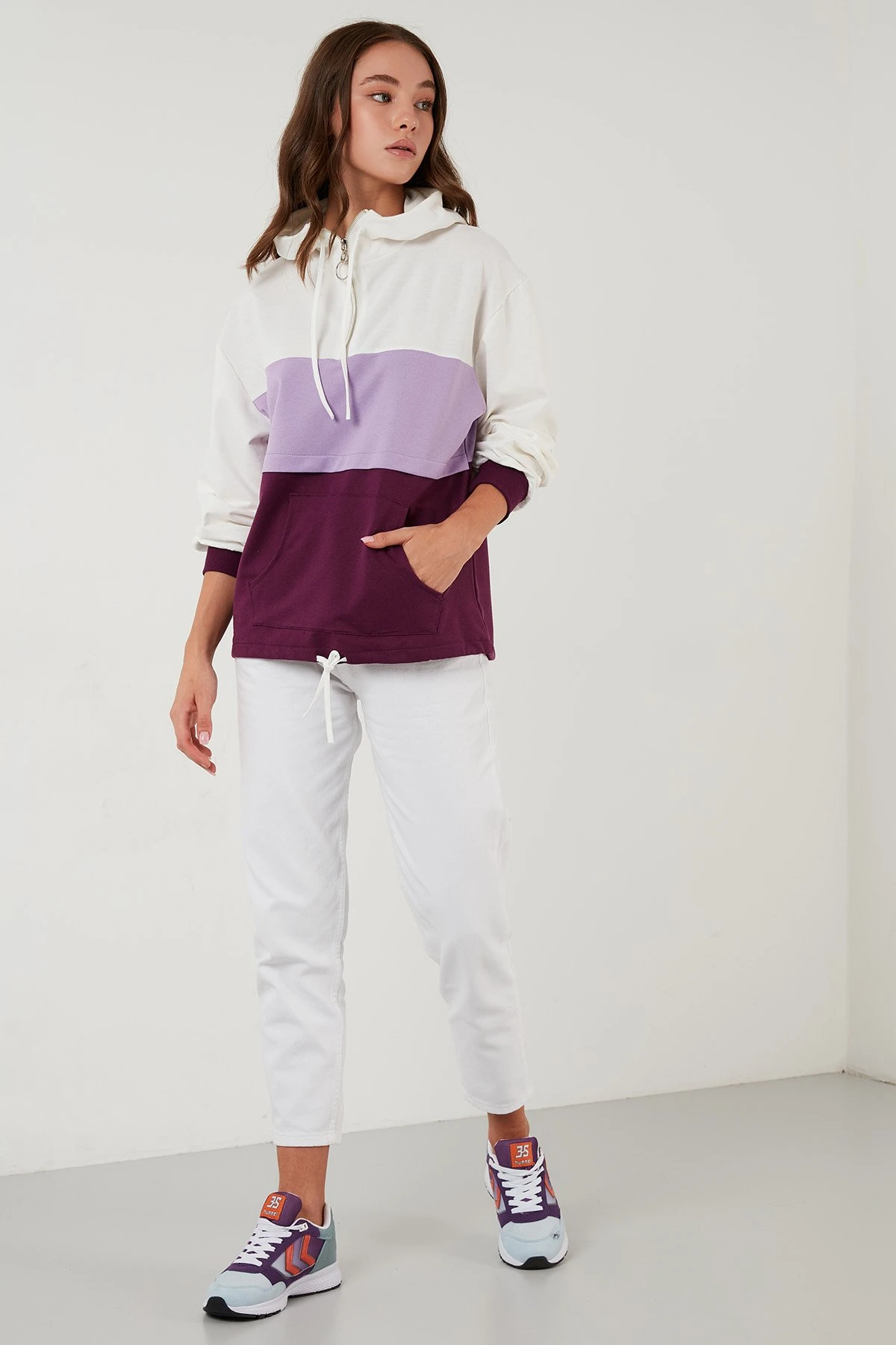 LELA Hoodie - Ecru Lilac Purple 4 LELA Hoodie - Ecru Lilac Purple - Afbeelding 2