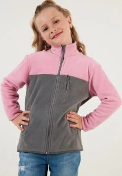 LELA Regular Fit - Sweater Met Rits - Pink Grey