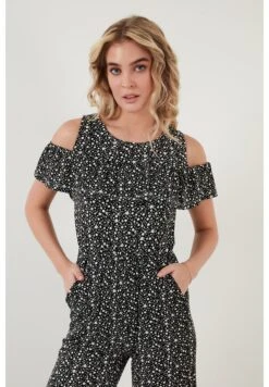 LELA Slim Fit - Jumpsuit - Black-White -Lela a065192a7c1d47319f3f90ef4c56bb43