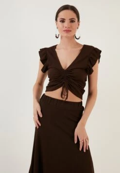 LELA Slim Fit - Blouse - Brown -Lela b2e148ec15c44c62814c8d0b6832d2ae