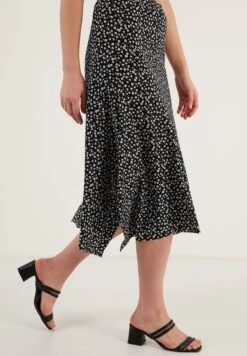 LELA Midi- A-Lijn Rok - Black -Lela b4bb38ac2b4b472da4ef8610cf49ec75