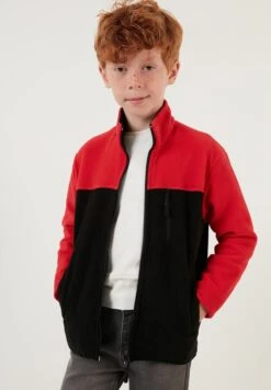 LELA Regular Fit - Sweater Met Rits - Red Black -Lela ba728df45db34313bd05a0f738ed0e35