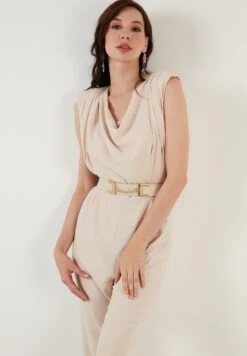 LELA Slim Fit - Jumpsuit - Stone -Lela bccce9832d6b4e08aca0d3504307db08