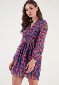 LELA Regular Fit - Jurk - Fuchsia Dark Blue -Lela c0536625fc3b4313b04b41e7d409c0cc