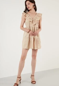 LELA Regular Fit - Jurk - Beige -Lela c2e3a99d9ea848aca23b47942311205e