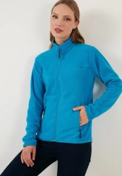 LELA High Collar Zipper- Fleecejas - Turquoise -Lela c42db226197b48e1ba22da8dd04a6cc9
