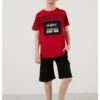 LELA Regular Fit Shorts And T-Shirt - Shorts - Red 1 LELA Regular Fit Shorts And T-Shirt - Shorts - Red -Lela c5bb026b2546441ba9132df5c7f179d0