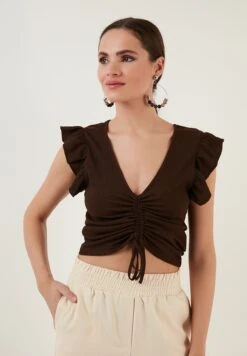LELA Slim Fit - Blouse - Brown -Lela ca96c82dc63d487ea02b39cd0d4ea323