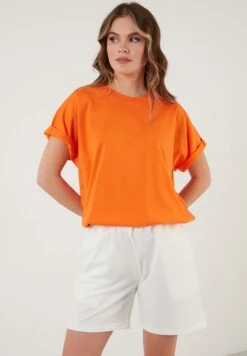 LELA Crew Neck- T-Shirt Basic - Orange Color 11 LELA Crew Neck- T-Shirt Basic - Orange Color -Lela cb3efb84ae9f477fb5efb59b5d912a67