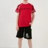 LELA Regular Fit T-Shirt And Shorts - Trainingspak - Red/Black/White -Lela ce9f51471e1f46a49ed0e531d80d6540