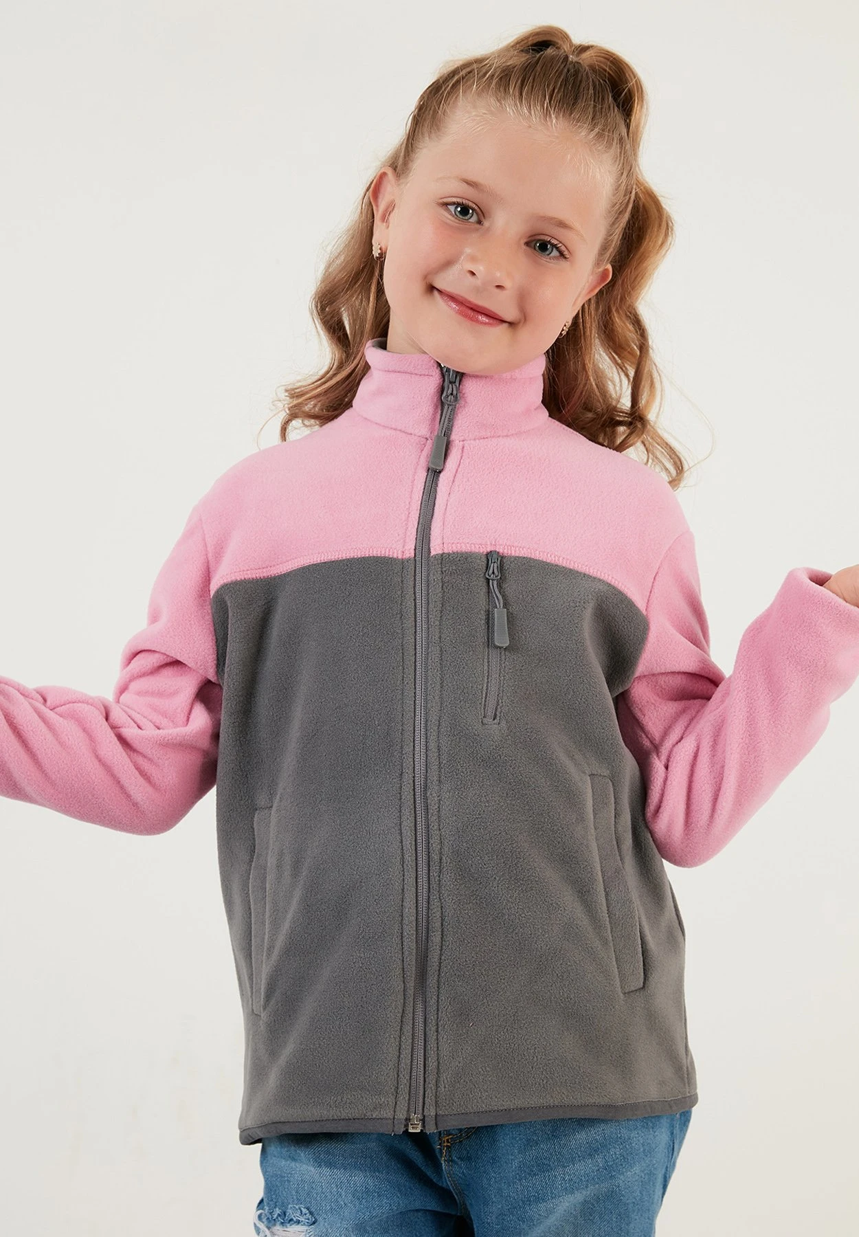 LELA Regular Fit - Sweater Met Rits - Pink Grey 6 LELA Regular Fit - Sweater Met Rits - Pink Grey - Afbeelding 4