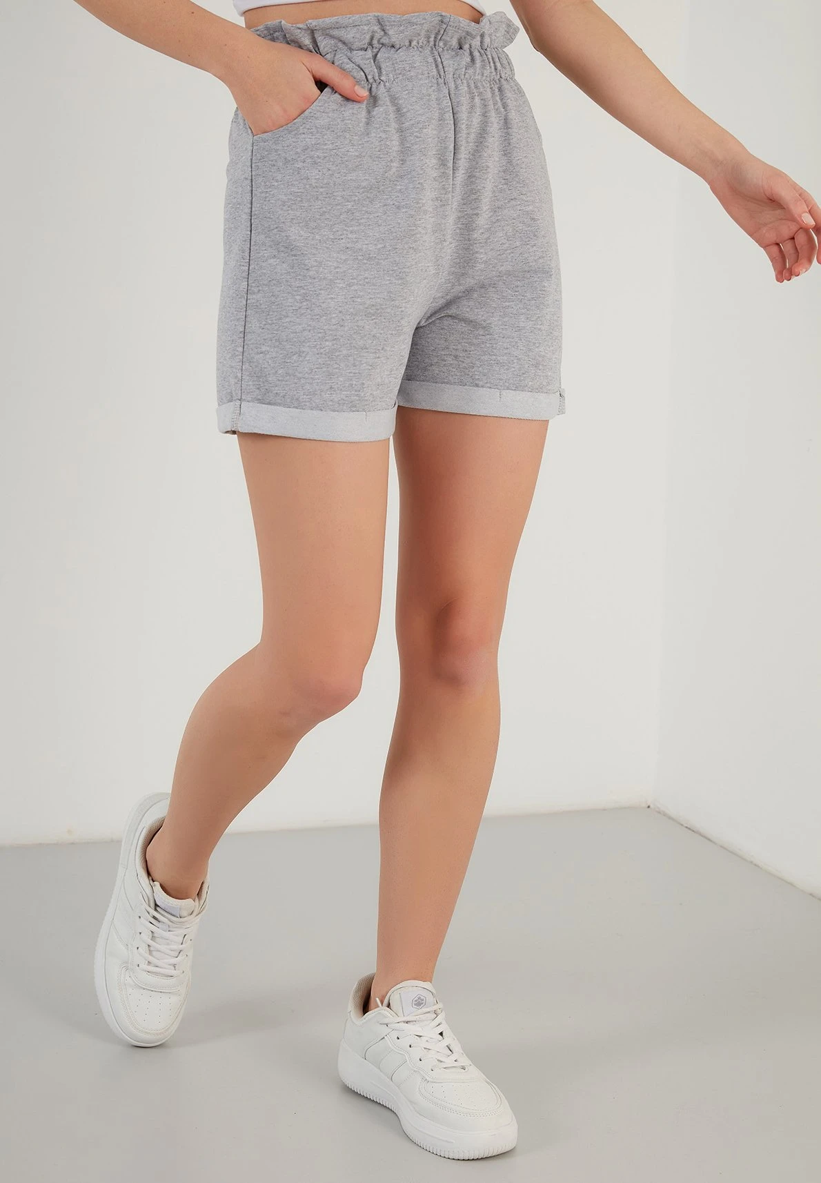 LELA Slim Fit - Shorts - Grey-Melange 3 LELA Slim Fit - Shorts - Grey-Melange
