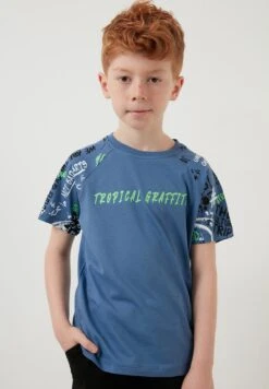 LELA Regular Fit T-Shirt And Shorts - Trainingspak - Royal Blue/Black/Light Green -Lela d0bac9dd95b449969059c990649db8ca