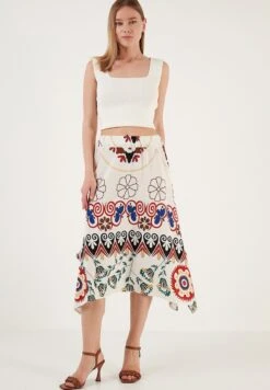 LELA Regular Fit - A-Lijn Rok - Bone White