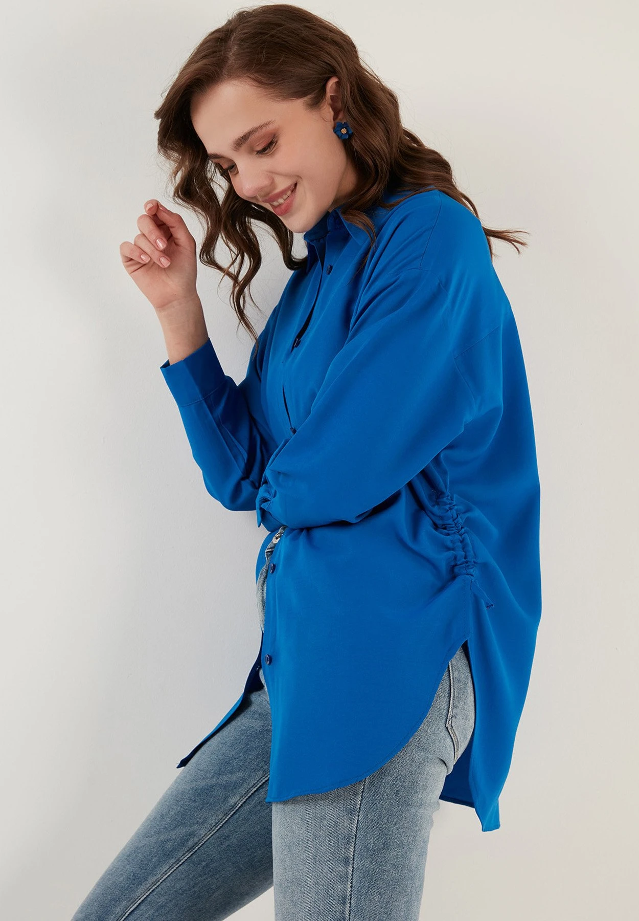 LELA Overhemdblouse - Royal Blue 5 LELA Overhemdblouse - Royal Blue - Afbeelding 3