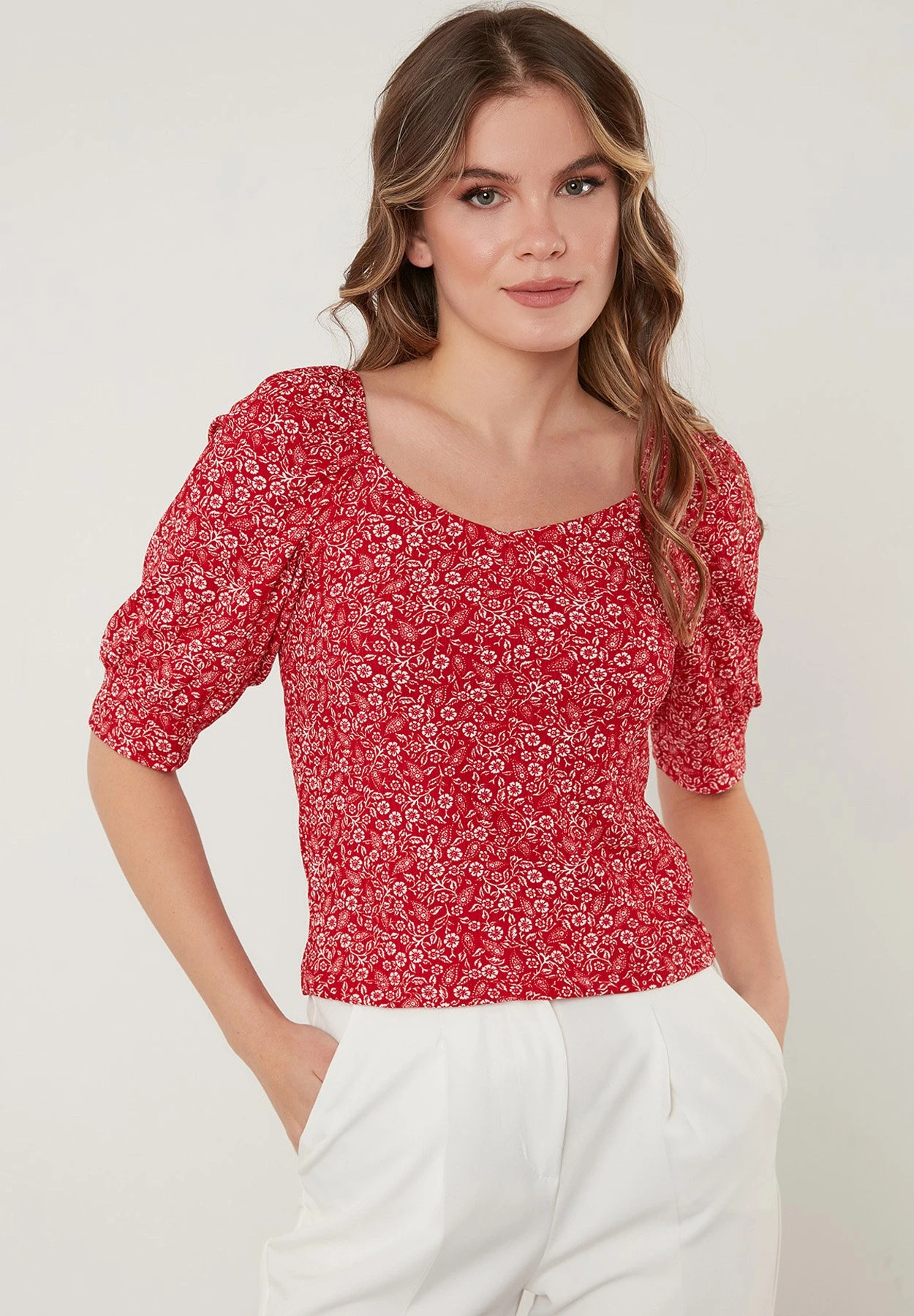 LELA Slim Fit - Blouse - Red 3 LELA Slim Fit - Blouse - Red