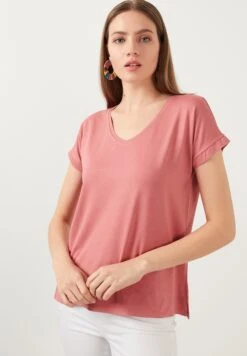 LELA V Neck- T-Shirt Basic - Rose