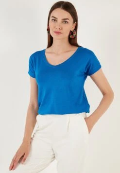 LELA V Neck- T-Shirt Basic - Royal Blue -Lela dc950869dd074b36bc2ed0dba7299720