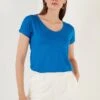LELA V Neck- T-Shirt Basic - Royal Blue -Lela df24beeec11745509e1751aa042782b1