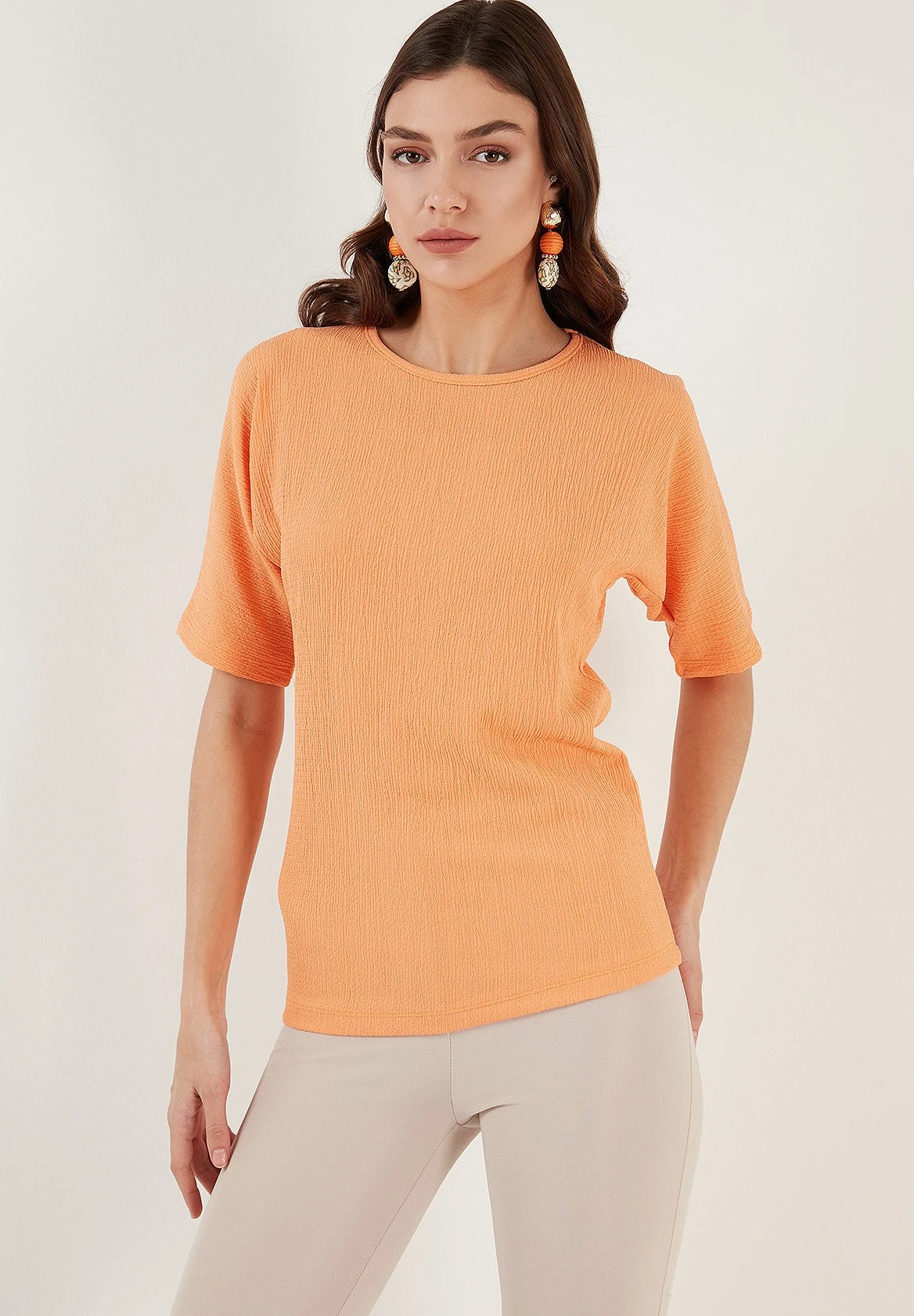 LELA Regular Fit - T-Shirt Basic - Light Orange 6 LELA Regular Fit - T-Shirt Basic - Light Orange - Afbeelding 4