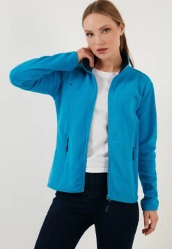 LELA High Collar Zipper- Fleecejas - Turquoise