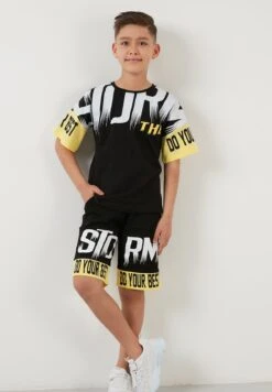 LELA Regular Fit T-Shirt And Shorts - Shorts - Black -Lela e3a2da4dcc5d4c9c86728a4d5d90a49c